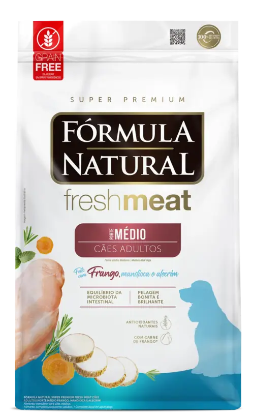 Fórmula Natural Fresh Meat Cães Adultos Porte Médio — frango, mandioca e alecrim, Grain Free