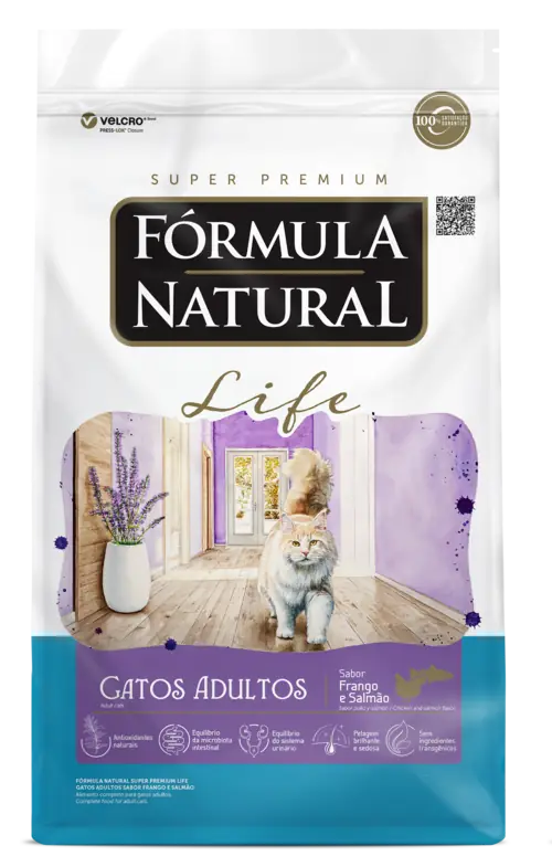 Fórmula Natural Life Gatos Adultos sabor frango e salmão