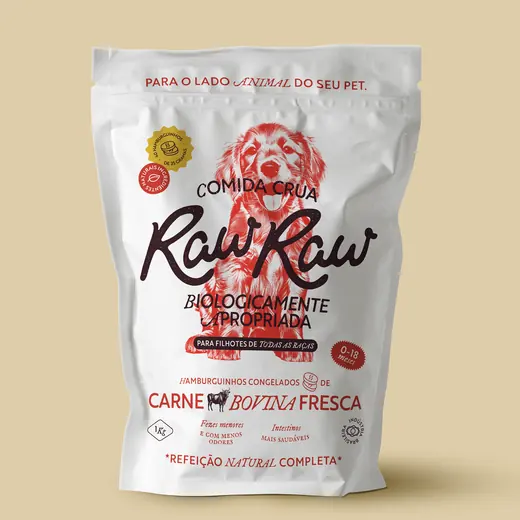 Embalagem Raw Raw para filhotes com carne bovina fresca, 1 kg
