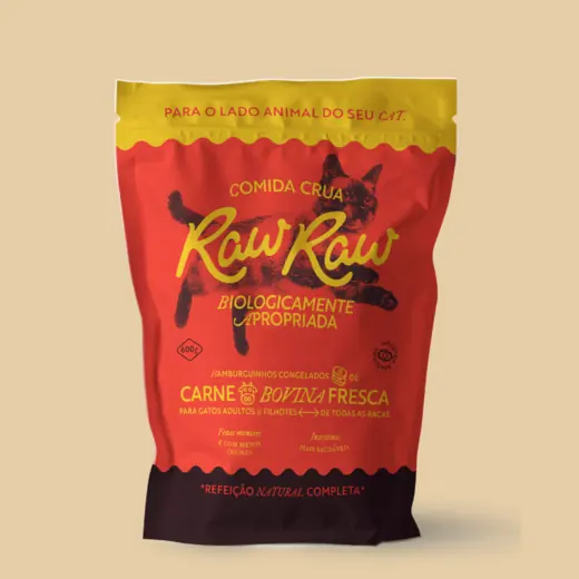 Embalagem Raw Raw de comida crua para gatos adultos e filhotes, 600 g